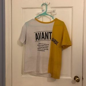 Yellow and white tshirt